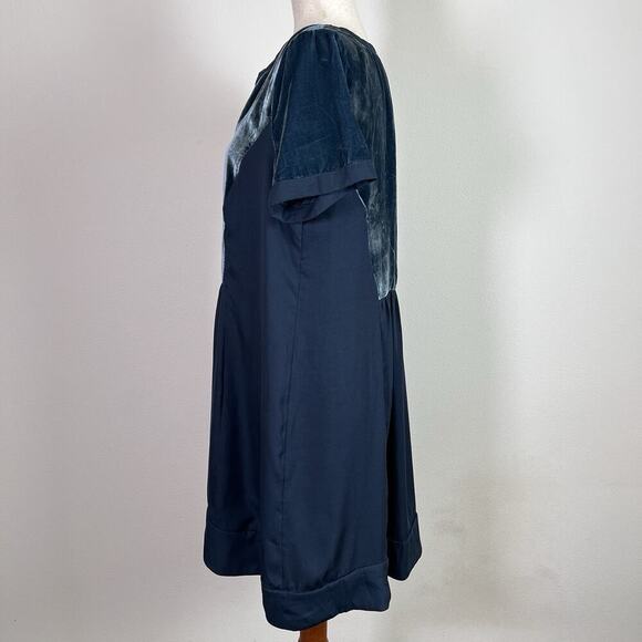 Maeve Anthropologie Velvet Dress Size Medium Green Mini Short Sleeve Tunic - Picture 7 of 14